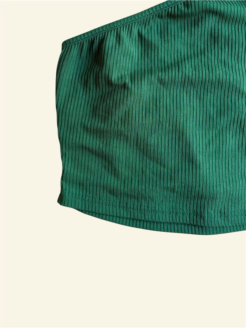 SHEIN Green One Shoulder Ribbed Crop Top Cutout Back Y2K Festival Size S - Picture 3 of 7